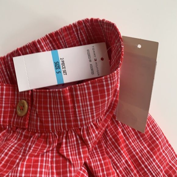 Tommy Hilfiger Girls Red Plaid Cotton Shorts sz 5 - Picture 4 of 6